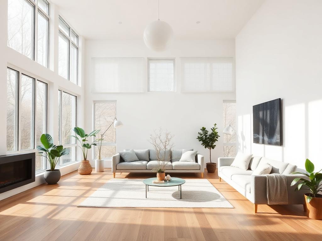 Bright minimalist living room interior